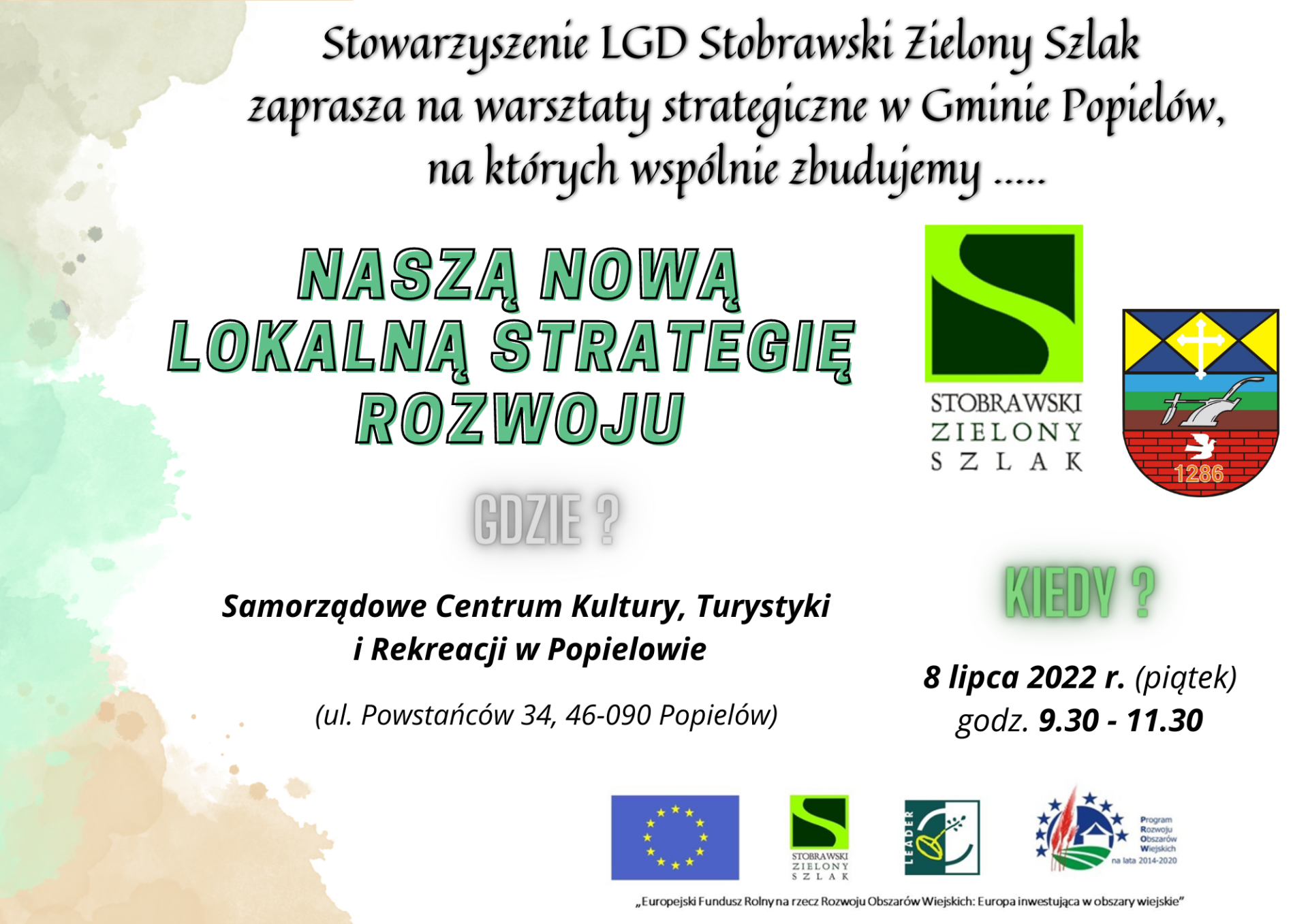 Stowarzyszenie LGD Stobrawski Zielony Szlak zaprasza na warsztaty strategiczne - 8 lipca 2022 r.